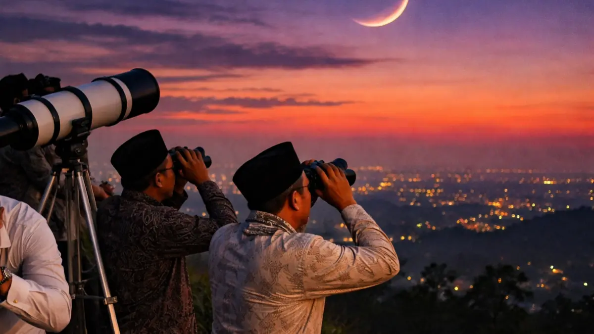 Ilustrasi rukyatul hilal.