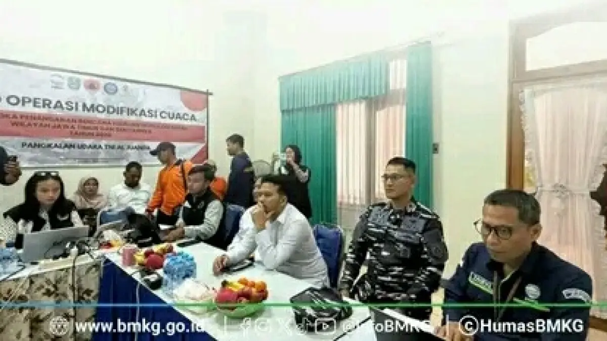 Rapat persiapan operasi modifikasi cuaca di Jawa Timur. (BMKG)
