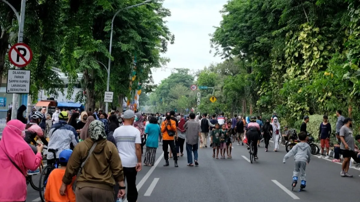 Car Free Day di jalan Darmo Surabaya yang selalu ramai./Andy Satria. 