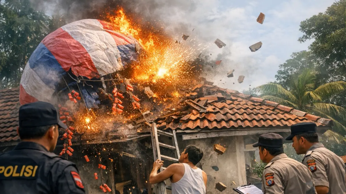 Ilustrasi balon udara meledak. (Radar Surabaya)