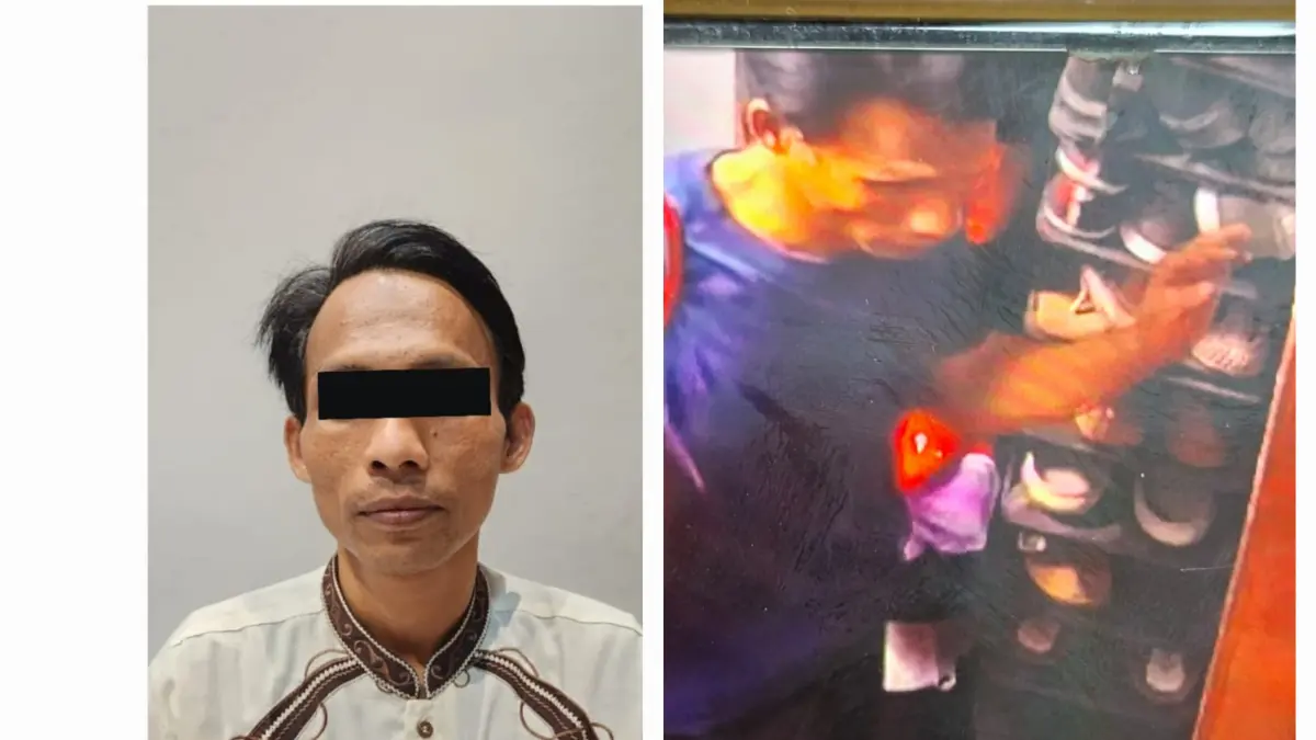 DITANGKAP: Tersangka DR diringkus usai terekam CCTV mencuri motor milik teman di Jalan Keputran Kejambon, Surabaya. (IST/RADAR SURABAYA)