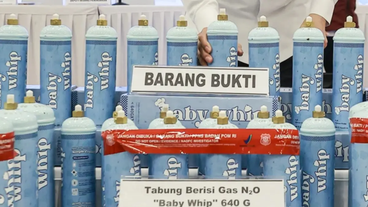 &nbsp;Gas dinitrogen monoksida (N₂O) yang seharusnya untuk kepentingan medis dan pangan disalahgunakan menjadi merek Baby Whip. (ISTIMEWA)