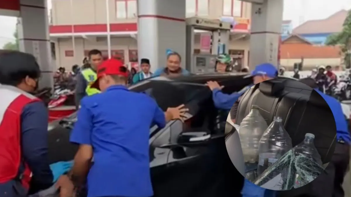 Mobil sedan milik Suwondo yang digunakan untuk menimbun pertalite. (FACEBOOK)