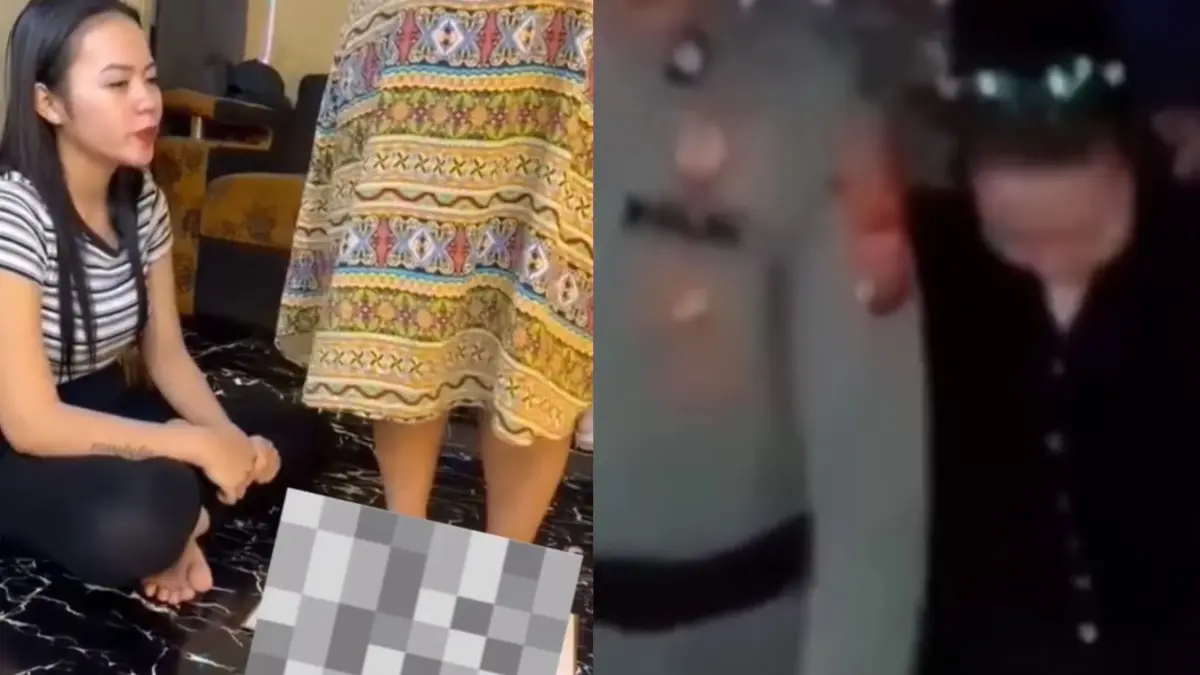 Video viral 2 wanita di lebak yang melakukan aksi penistaan agama dengan menginjak Alquran. Salah satu pelaku saat diamankan polisi. (Instagram/@indonesia__today)