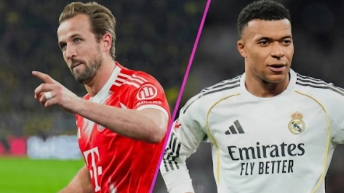 Adu tajam Harry Kane (kiri) dan Kylian Mbappe. 
