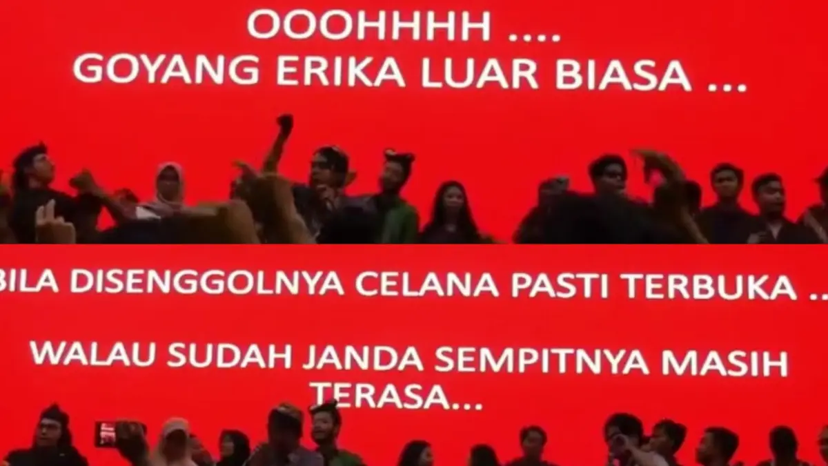 Kumpulan mahasiswa himpunan di ITB menyanyikan lagu berisi lirik bernuansa melecehkan perempuan berjudul “Erika”. (Instagram/@nowdots)