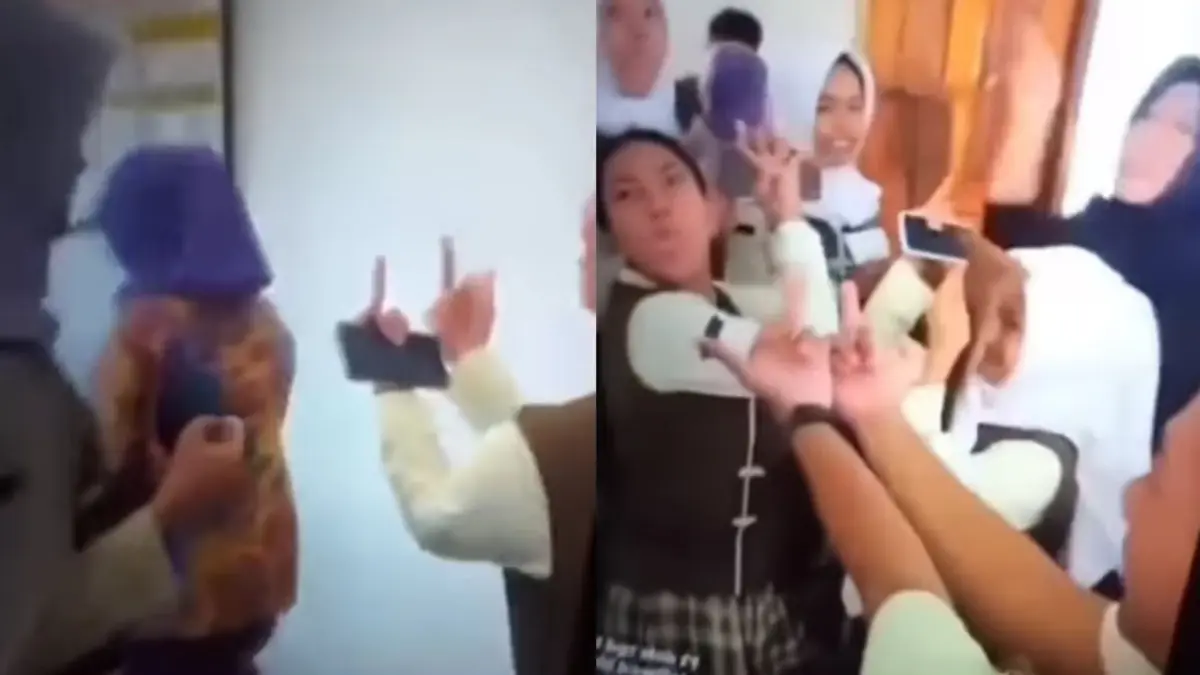 Video viral siswa SMAN 1 Purwakarta mengejek guru dengan mengacungkan jari tengah. (Instagram)