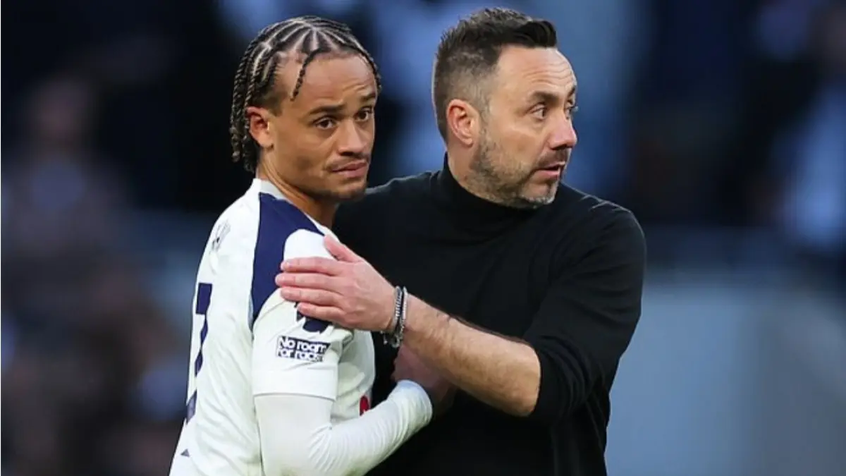Xavi Simons kecewa Tottenham hotspur kembali gagal menang. (Dailymail). 