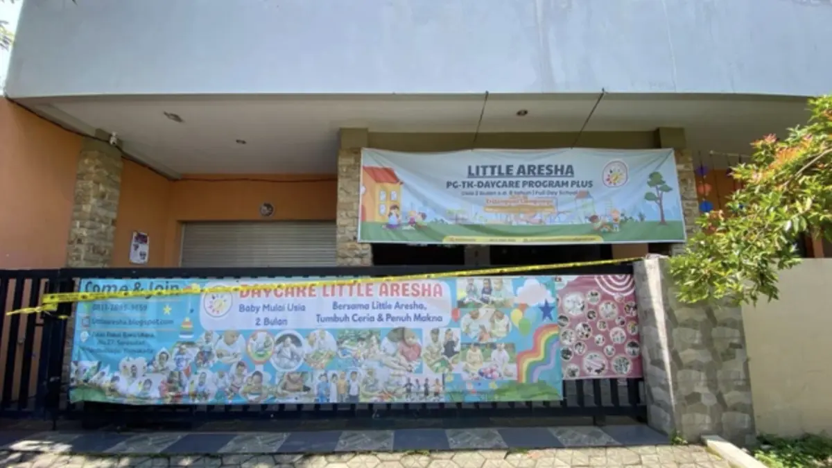 Daycare Little Aresha, Yogyakarta, yang tengah menjadi perhatian karena diduga terdapat penyiksaan anak, dimana saat ini telah ditetapkan 13 tersangka. (ISTIMEWA)