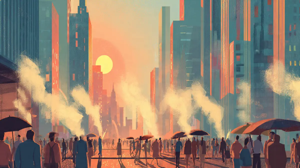 Ilustrasi cuaca cerah dan panas pada siang hari. (Meta AI)