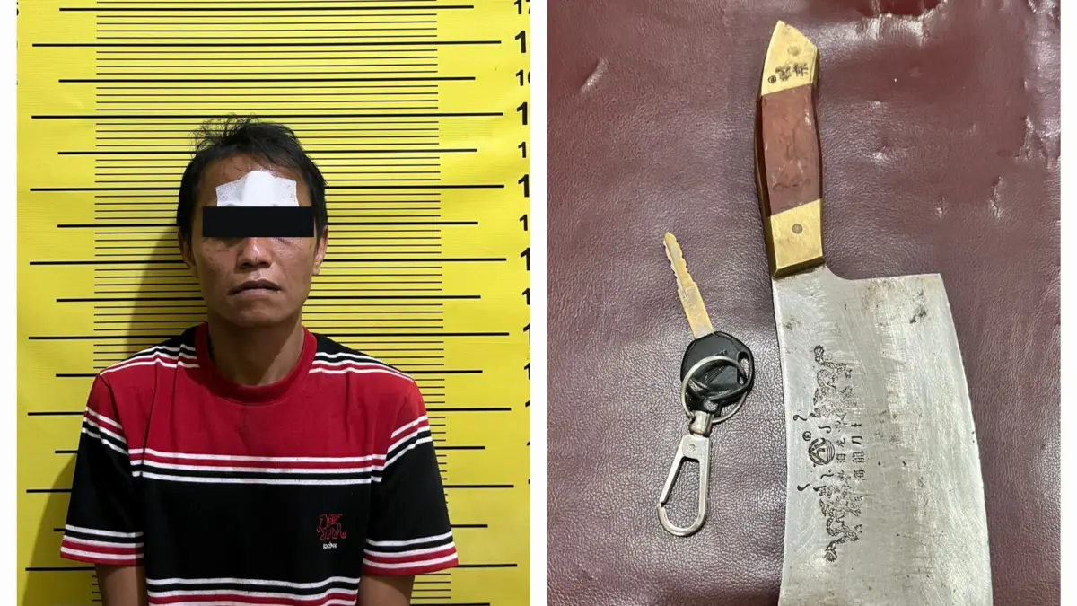 DIAMANKAN: Tersangka begal motor DBP ditangkap usai beraksi di Jalan Darmo Permai, Surabaya. Ia ditabrak mobil suami korban hingga jatuh.(IST/RADAR SURABAYA)