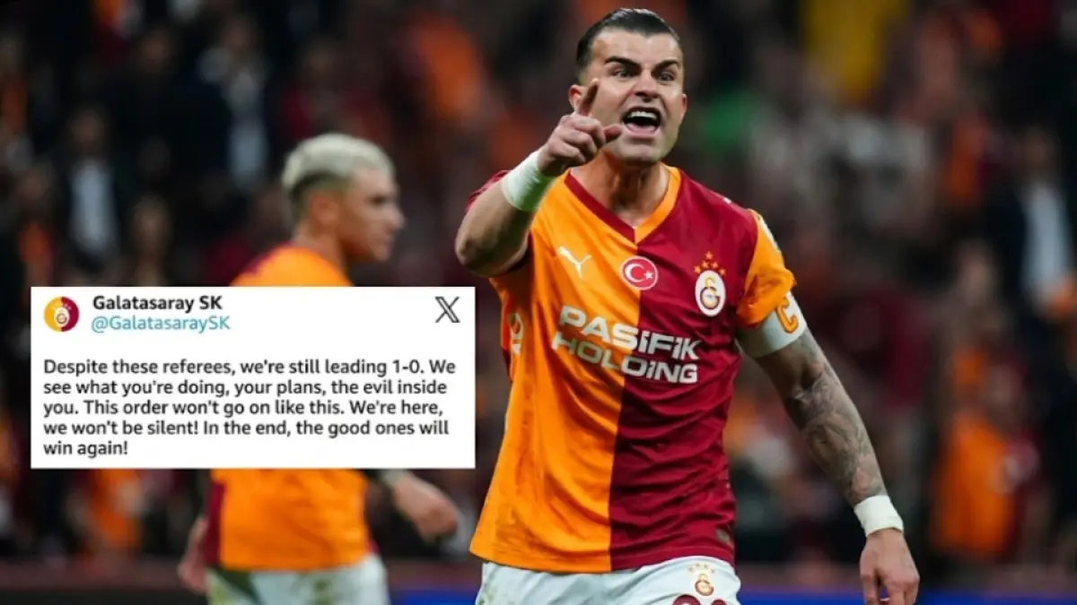 Unggahan keras klub Galatasaray yang menyoroti kinerja wasit Super Lig Turki. (BBC) 
