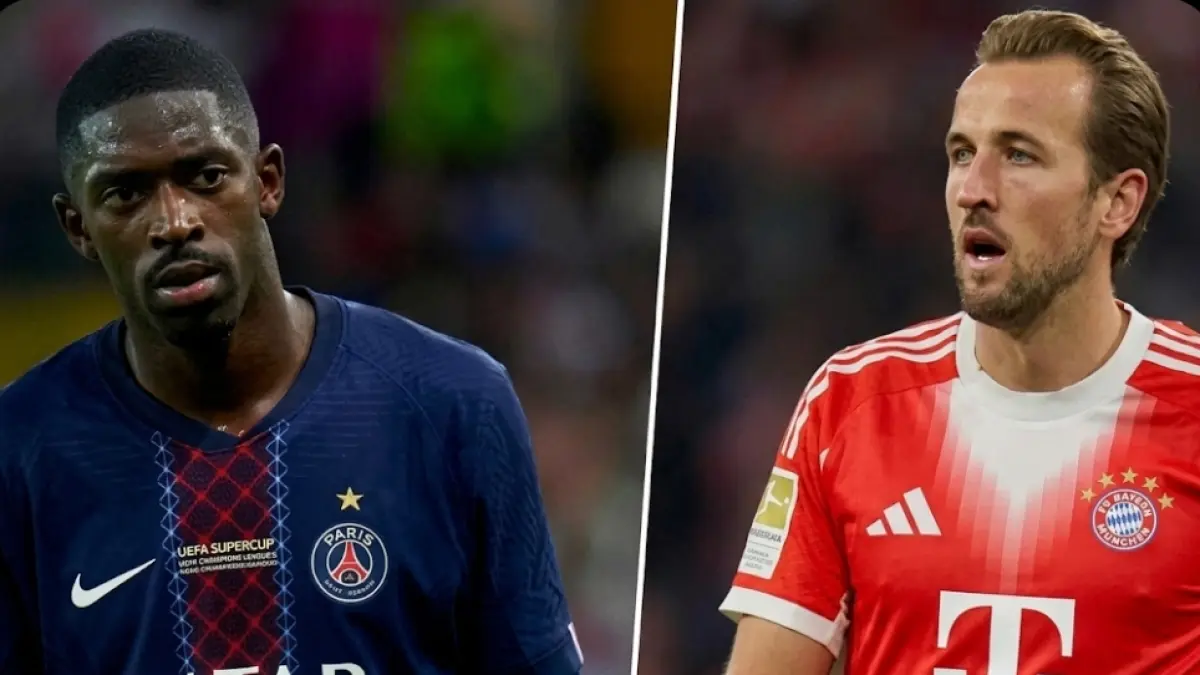 Adu tajam Ousmane Dembele dan Harry Kane. (Tribuna/AI) 