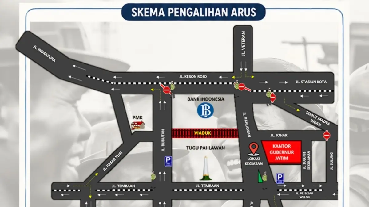 PENGAMANAN: Satlantas Polrestabes Surabaya akan melaksanakan pengalihan arus di beberapa titik di Surabaya.(IST/RADAR SURABAYA)