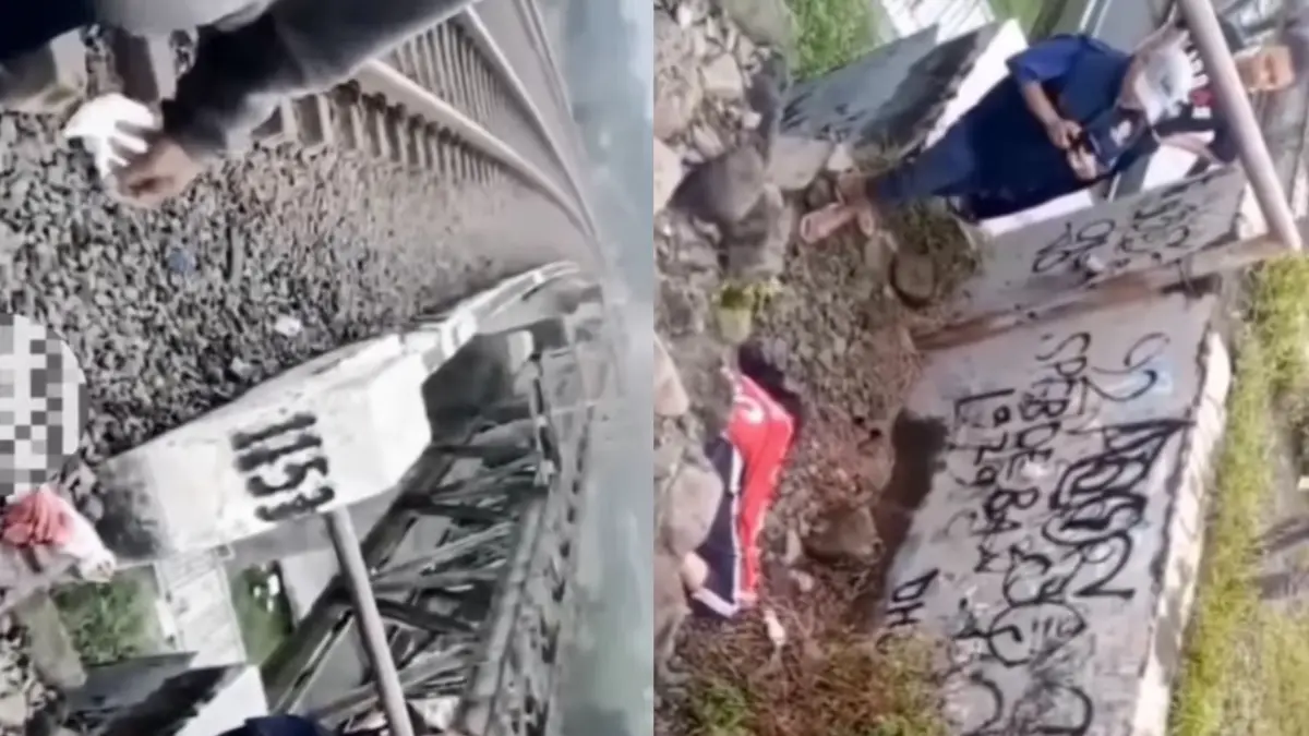 Remaja yang tersambar kereta api di Jembatan Sakalibel, Desa Talok, Kecamatan Bumiayu, Kabupaten Brebes, Jawa Tengah, Jumat (1/5) pagi. (Instagram)