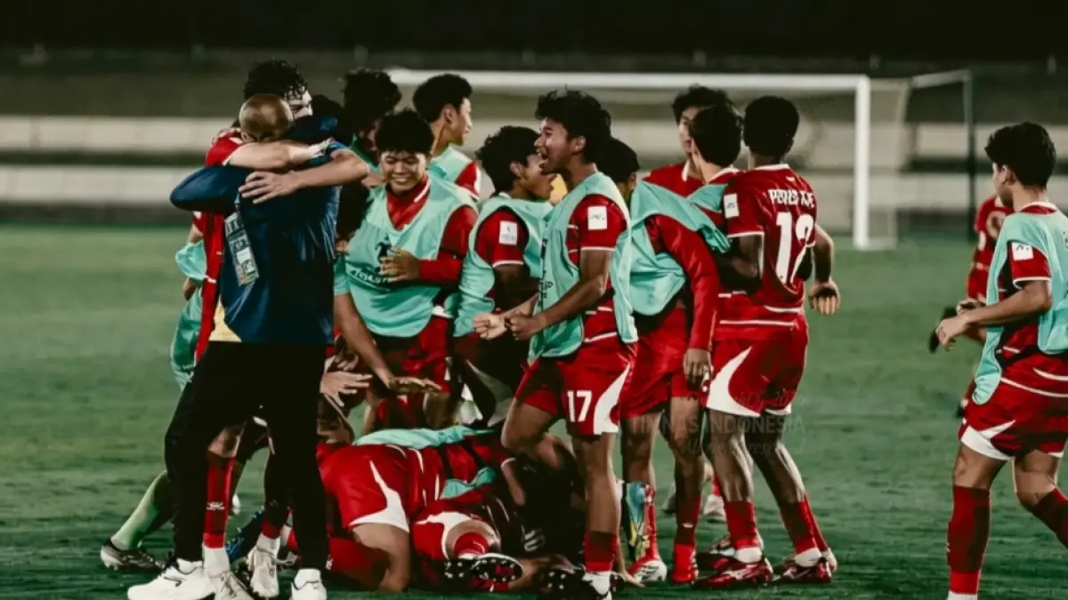 Selebrasi skuad Garuda Muda usai kalahkan China. (KitaGaruda) 