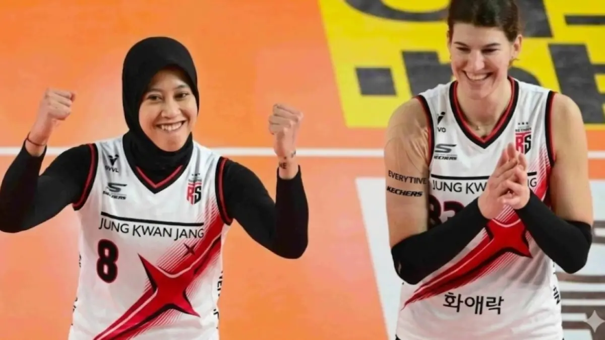 Vania Bukilic ketika berduet dengan Megawati Hangestri di Red Spark. 