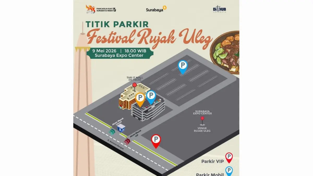 DISIAPKAN: Dishub Surabaya menyiapkan kantong parkir bagi pengunjung Festival Rujak Uleg 2026.(IST/RADAR SURABAYA)