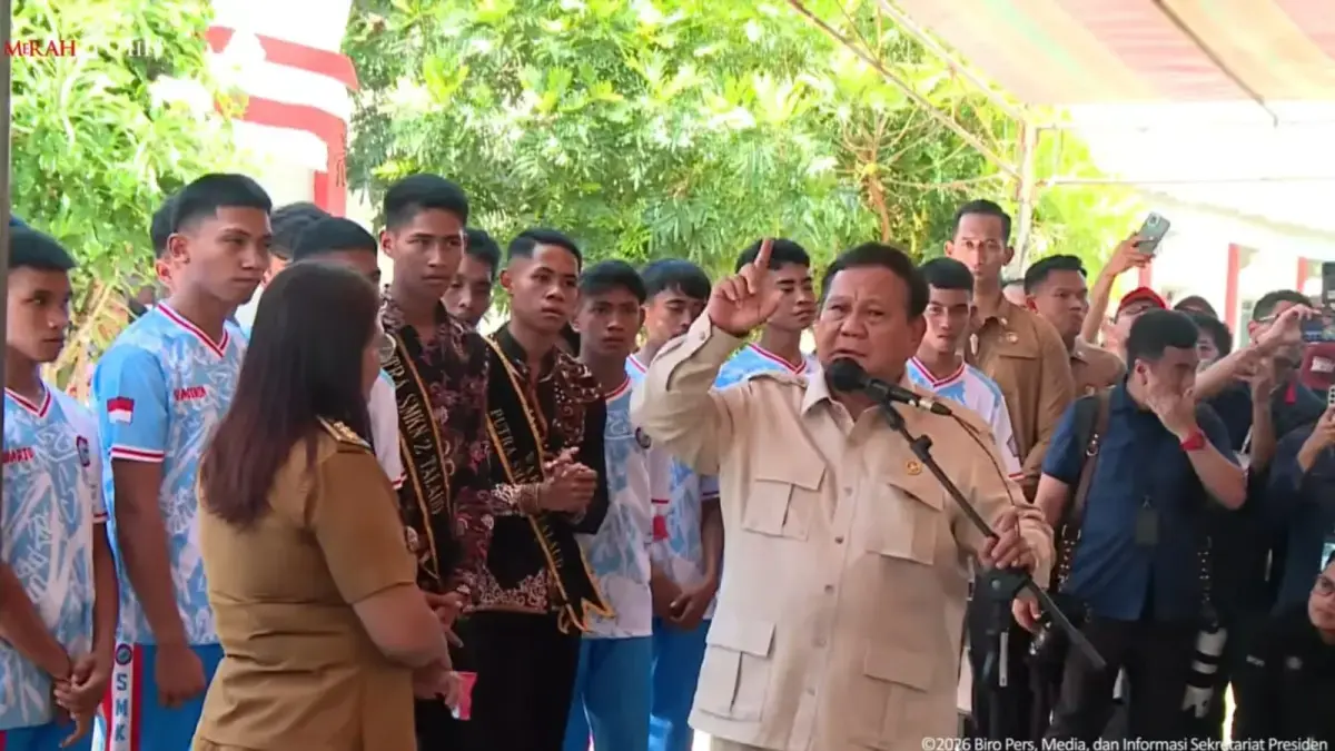 Presiden Prabowo Subianto memberikan motivasi kepada pelajar di Gorontalo. (IST)