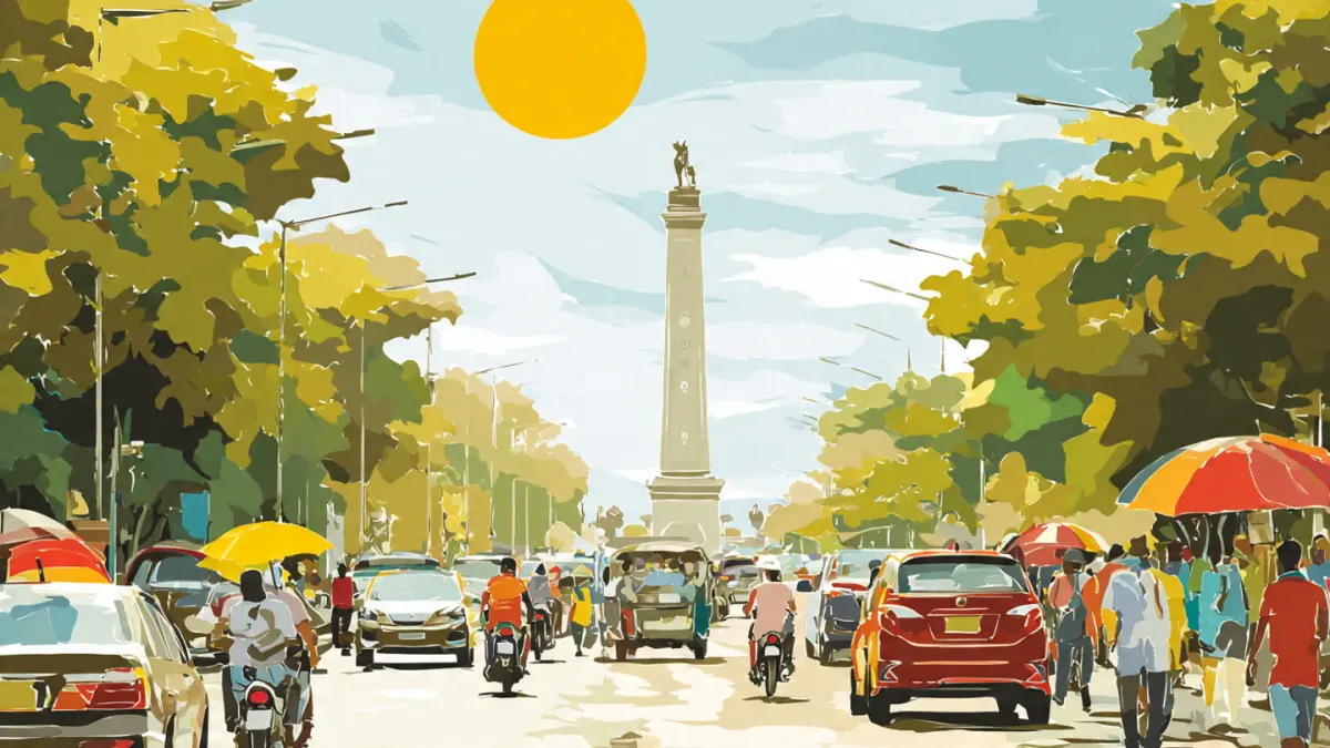 Ilustrasi cuaca cerah dan panas. (AI)