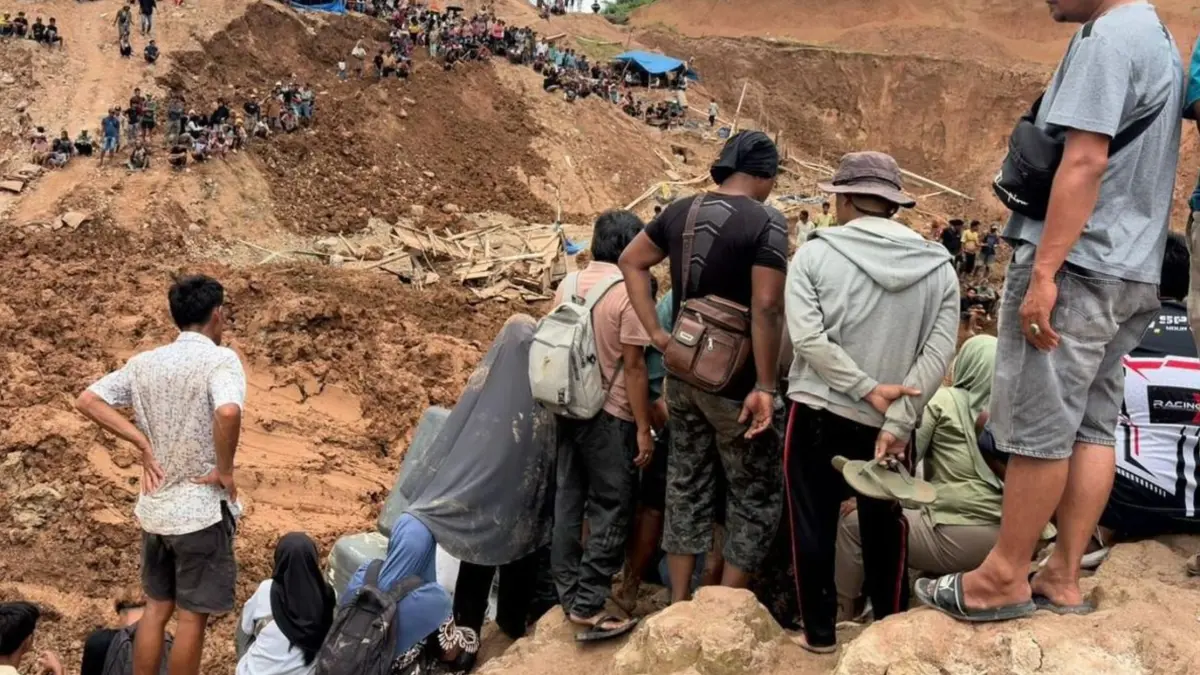 Lokasi longsor tambang ilegal yang menewaskan 9 penambang di Sijunjung, Sumatera Barat. (Kompas.com)