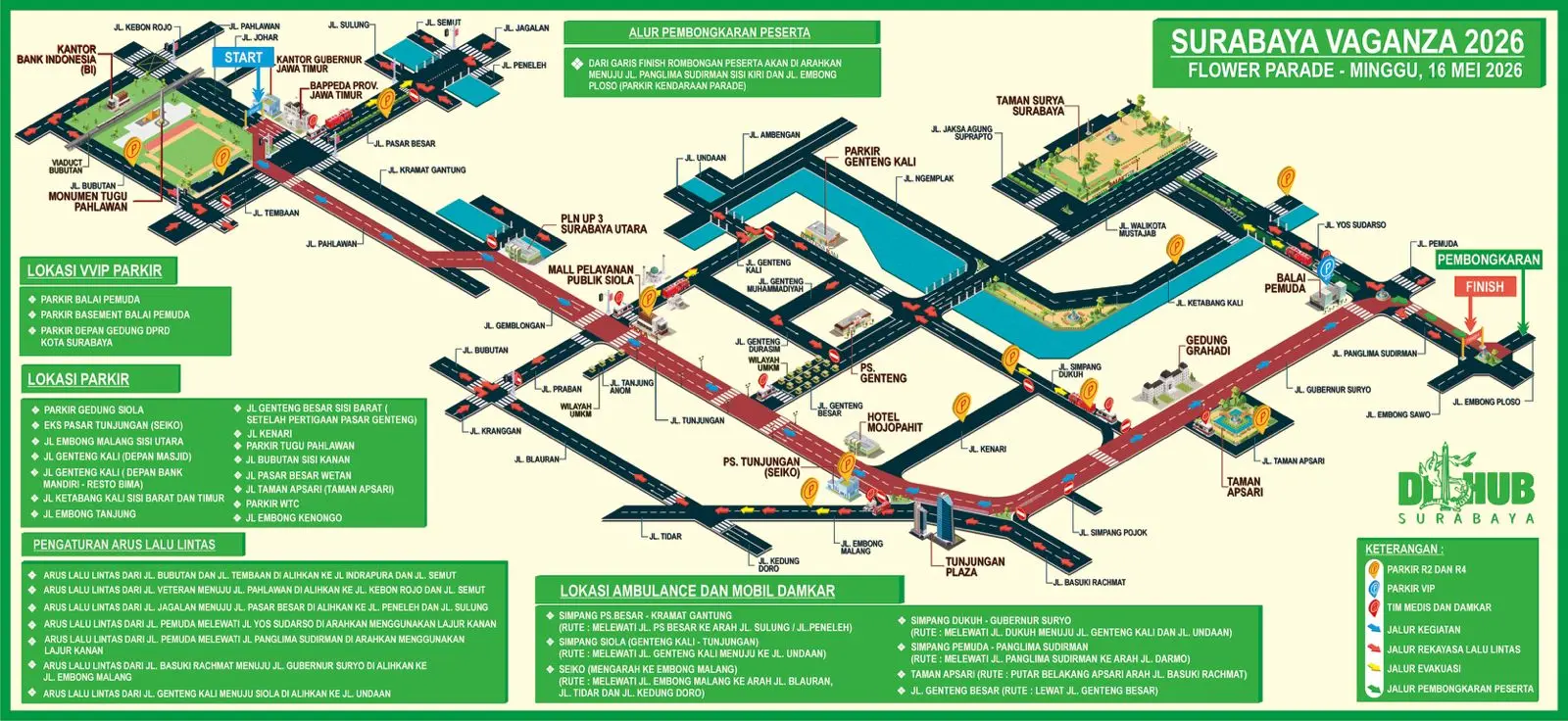 Rekayasa pengalihan lalu lintas. (HUMAS PEMKOT SURABAYA)