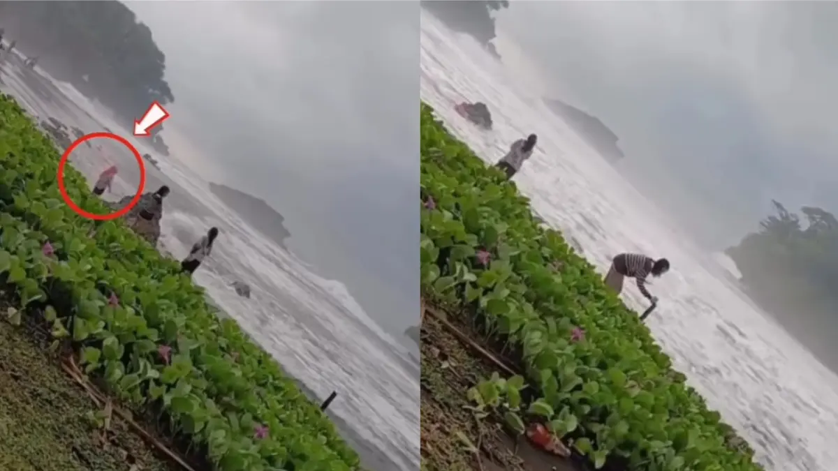 Video detik-detik wisatawan terseret ombak di Pantai Madasari, Pangandaran. (Instagram)