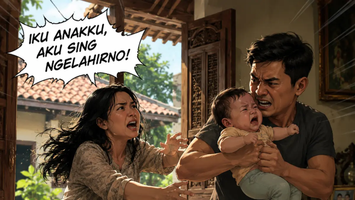 Ilustrasi pasutri rebutan anak. (AI)