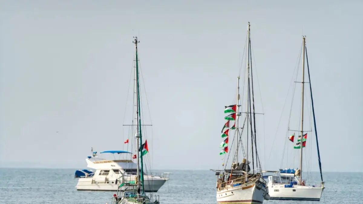 Kapal-kapal yang digunakan relawan dalam misi Global Sumud Flotilla menuju Gaza membawa bantuan dan logistik. (Global Sumud Flotilla)