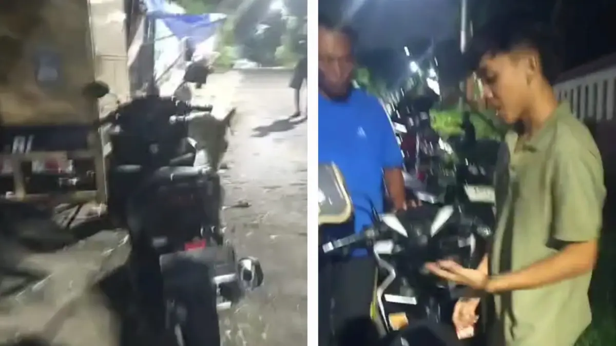DIAMANKAN: Motor salah satu pelaku begal di Jalan Mayjen Sungkono, Surabaya, yang ditinggal. Komplotan begal ini gagal membawa motor korban.(IST/RADAR SURABAYA)