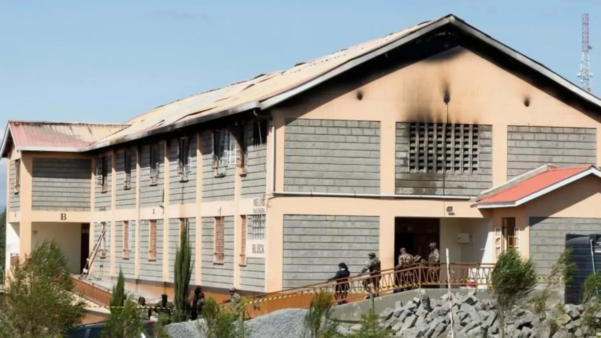 Kondisi asrama wanita di Utumishi Girls Academy yang terbakar dan menewaskan 16 siswi. (REUTERS)