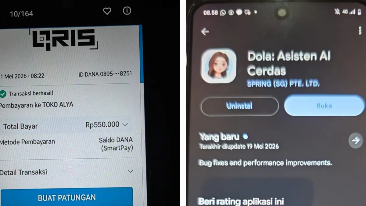 PALSU: Bukti pembayaran QRIS palsu yang diedit tersangka menggunakan AI untuk menipu karyawan toko di Jalan Bulak Banteng Wetan, Surabaya. (IST/RADAR SURABAYA)