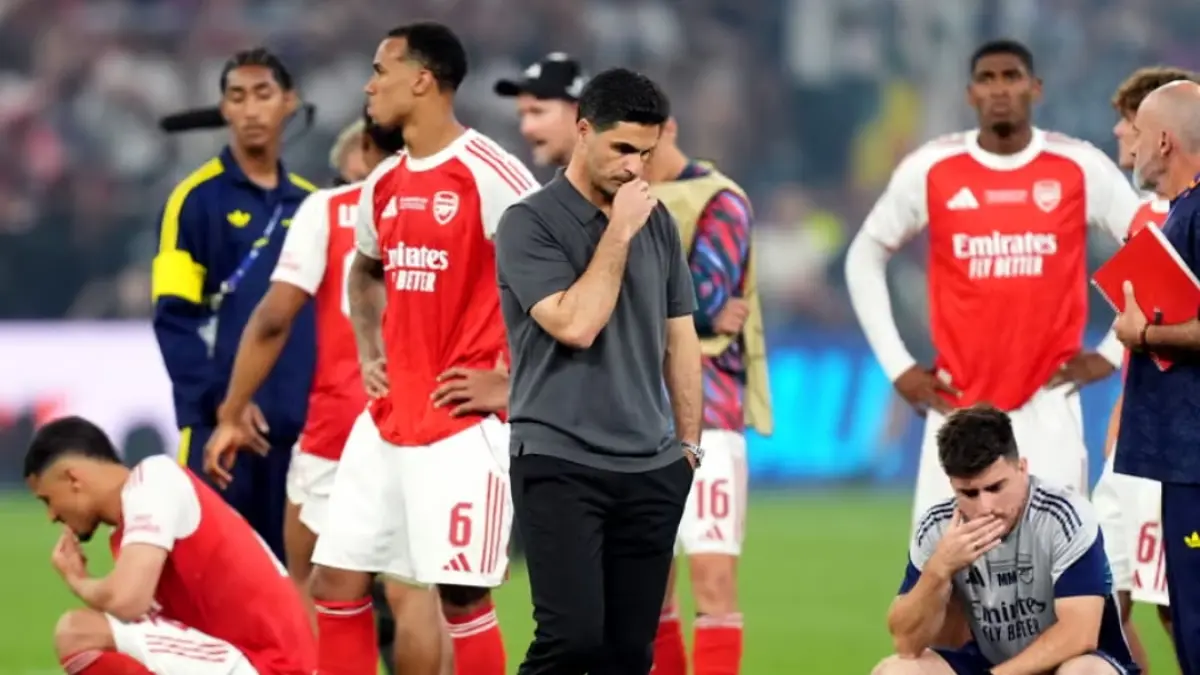 Mikel Arteta kecewa timnya gagal juara Liga Champions. (The Guardian) 