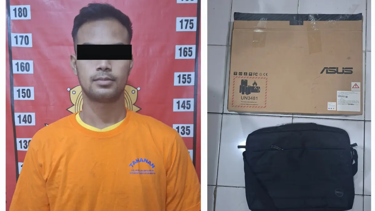 DIRINGKUS: Dua pemuda penghuni panti curi laptop di Panti Asuhan Jalan Bringin, Surabaya. Ia mencuri di panti asuhan tempatnya tinggal.(IST/RADAR SURABAYA)