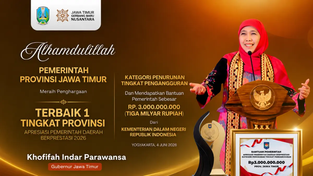Penghargaan tertinggi untuk Provinsi Jawa Timur. (Biro Adpim) 