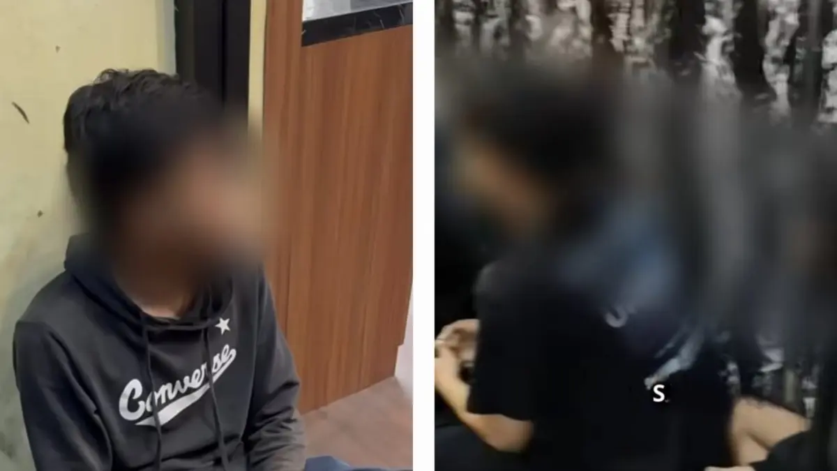DIAMANKAN: Tiga oknum perguruan silat diamankan Polrestabes Surabaya usai mengeroyok mahasiswa di Jalan Ketintang Madya, Surabaya. (IST/RADAR SURABAYA)
