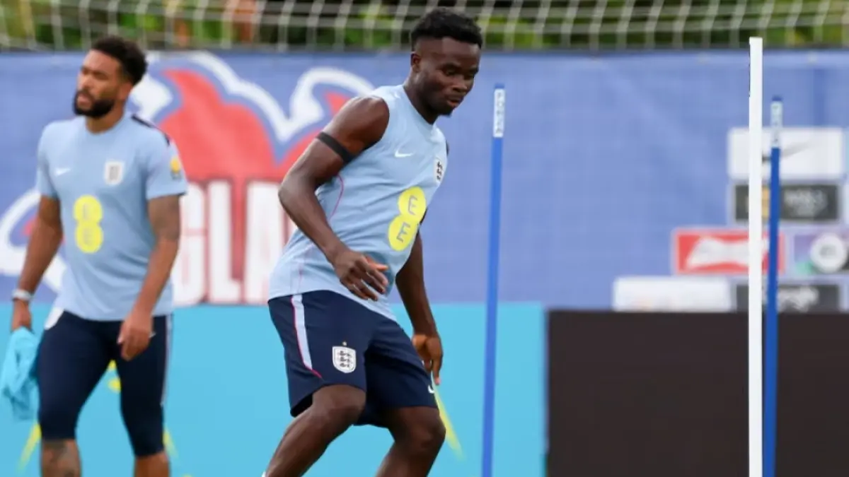 Thomas Tuchel mengatakan kecil kemungkinan Bukayo Saka akan menjadi starter dan bermain penuh hingga akhir di semua pertandingan Piala Dunia 2026.(The Guardian/Chris Arjoon/Shutterstock) 
