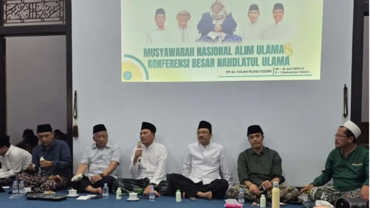  Rapat koordinasi Munas dan Konbes NU di Pondok Pesantren Al Falah, Desa Ploso, Kecamatan Mojo, Kabupaten Kediri, Jawa Timur, Selasa (16/6/2026). ANTARA/ HO-PWNU Jatim
