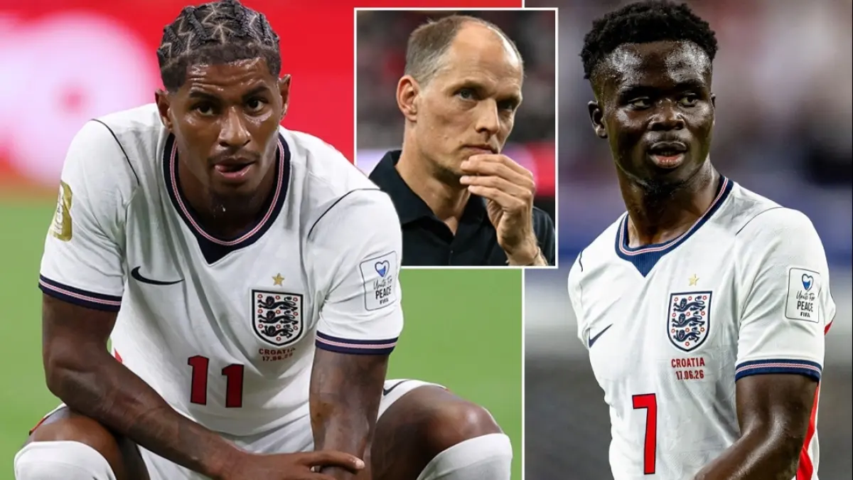 Marcus Rashford dan Bukayo Saka dalam kondisi yang kurang bagus untuk kaga lawan Ghana. (Dailymail) 