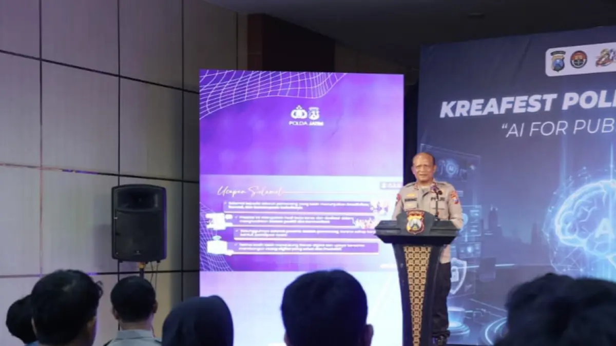 POSITIF: Kapolda Jatim Irjen Pol Nanang Avianto mendukung pemanfaatan AI untuk keamanan publik. Polda Jatim menggelar KREAFEST dalam rangka HUT Bhayangkara ke-80. (IST/RADAR SURABAYA)