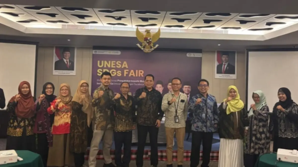 SINERGI: Universitas Negeri Surabaya (Unesa) menggelar Unesa SDGs FAIR 2026 di Prime Plaza Hotel Sanur, Bali pada 27-29 Juni 2026 yang diikuti dosen, mahasiswa, mitra pengabdian, pemerintah daerah, komunitas, serta berbagai pemangku kepentingan dari sejumlah daerah. (Unesa) 