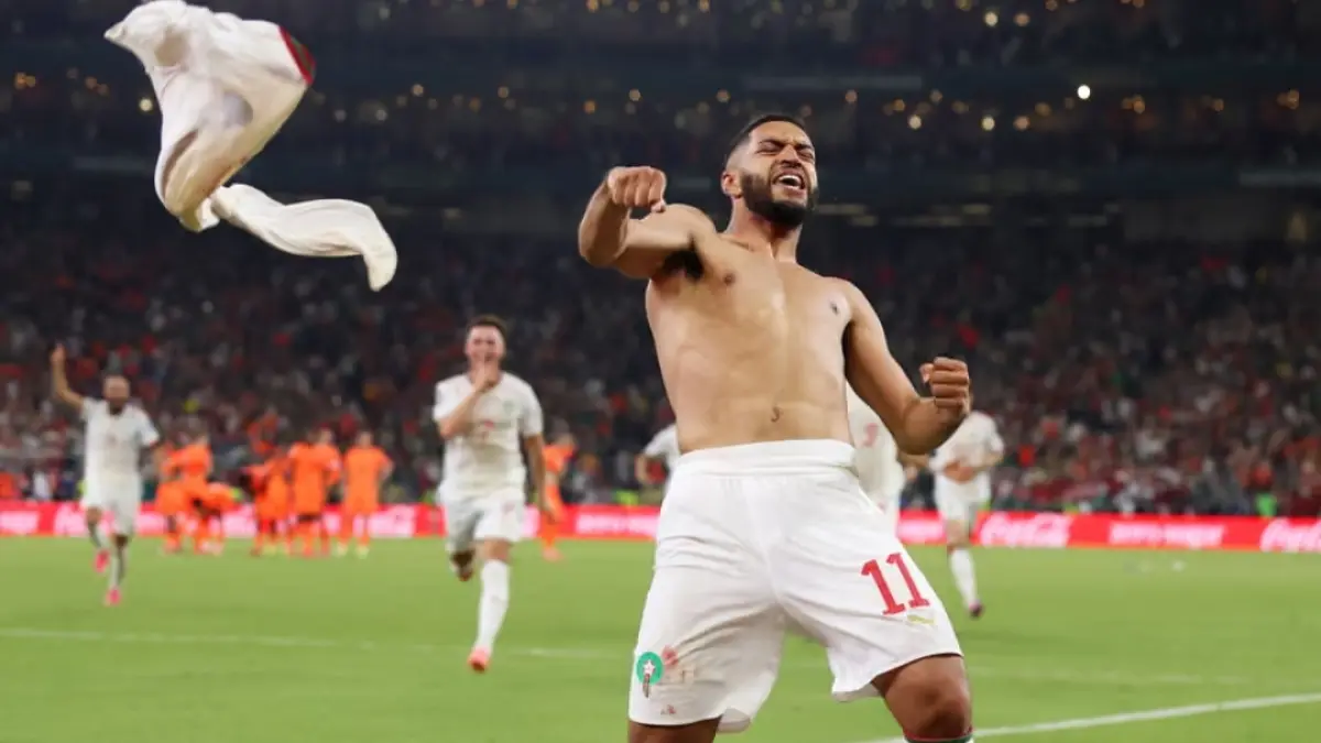 Ismael Saibari jadi pahlawan kemenangan Maroko atas Belanda. (The Guardian/Carl Racine/Getty Images) 