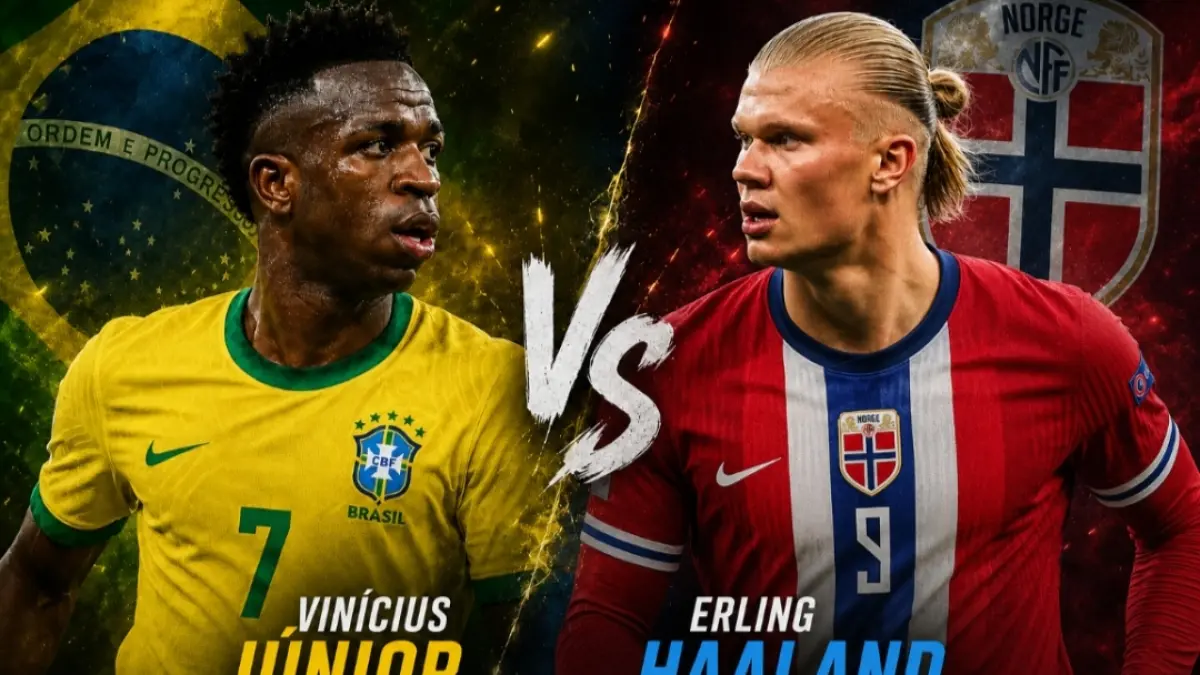 Duel seru Brasil vs Norwegia. (Ilustrasi AI) 