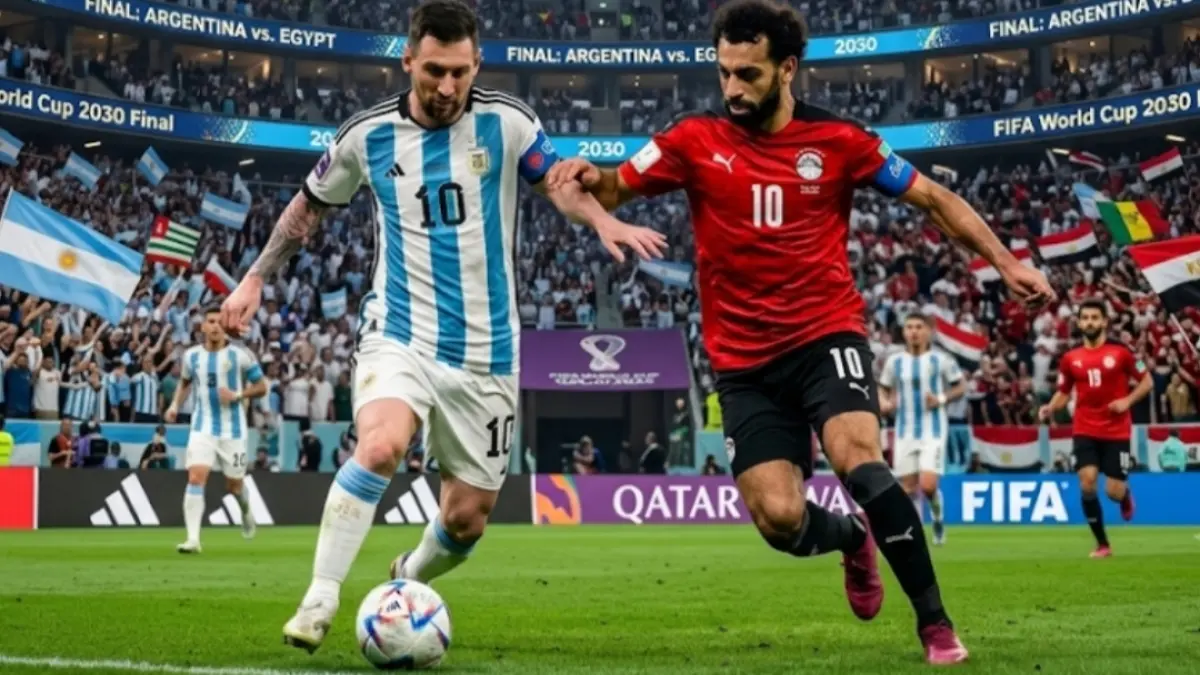 Duel Lionel Messi vs Mohamed Salah. (Gemini AI) 