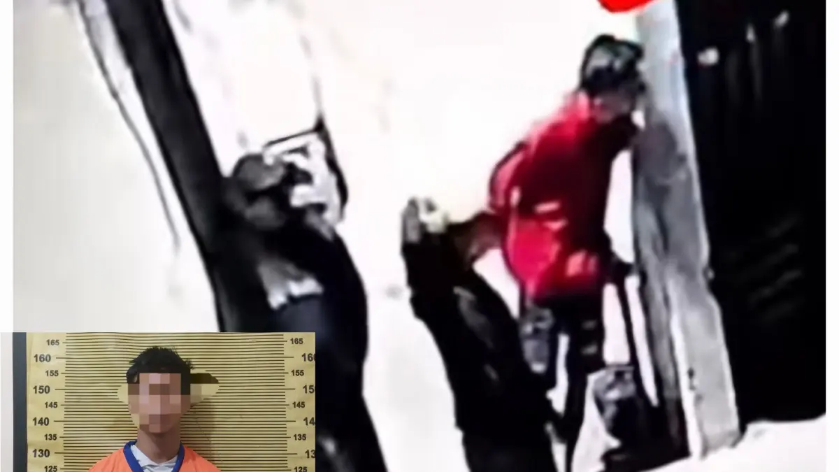 DIAMANKAN: Aksi tersangka MR saat mencuri motor di Jalan Kampung Seng, Surabaya. Motor ini sudah dua bulan mangkrak.(IST/RADAR SURABAYA)
