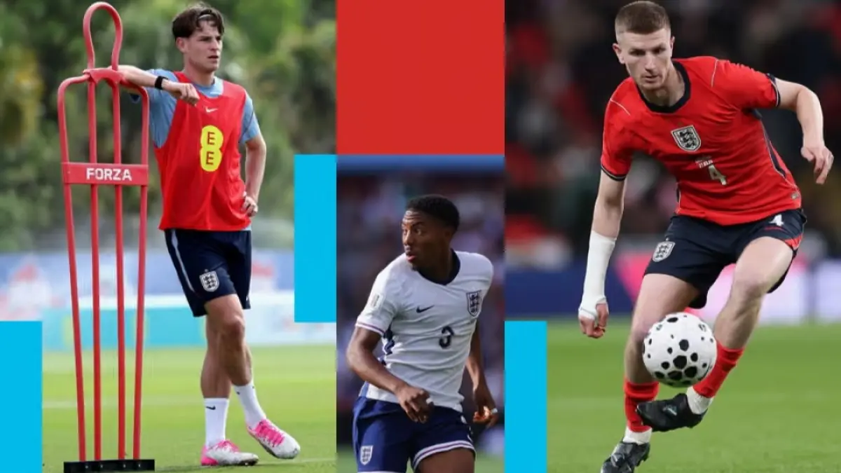 Alex Scott, Myles Lewis-Skelly, dan Adam Wharton (dari kiri ke kanan) tidak masuk dalam skuad Piala Dunia, tetapi mereka berpotensi menjadi bagian dari masa depan Timnas Inggris. (The Guardian/Getty Images) 