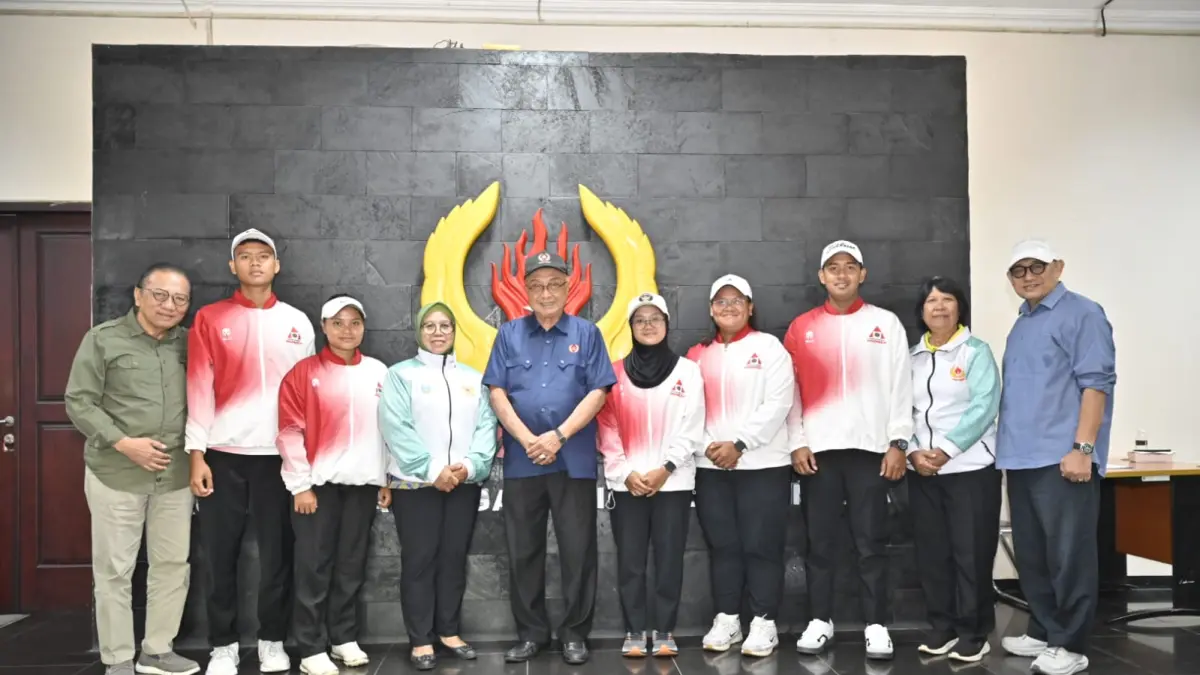 Atlet Woodball Jatim yang akan berlaga di Kejuaraan Dunia 2026, diterima jajaran pengurus KONI Jatim. 