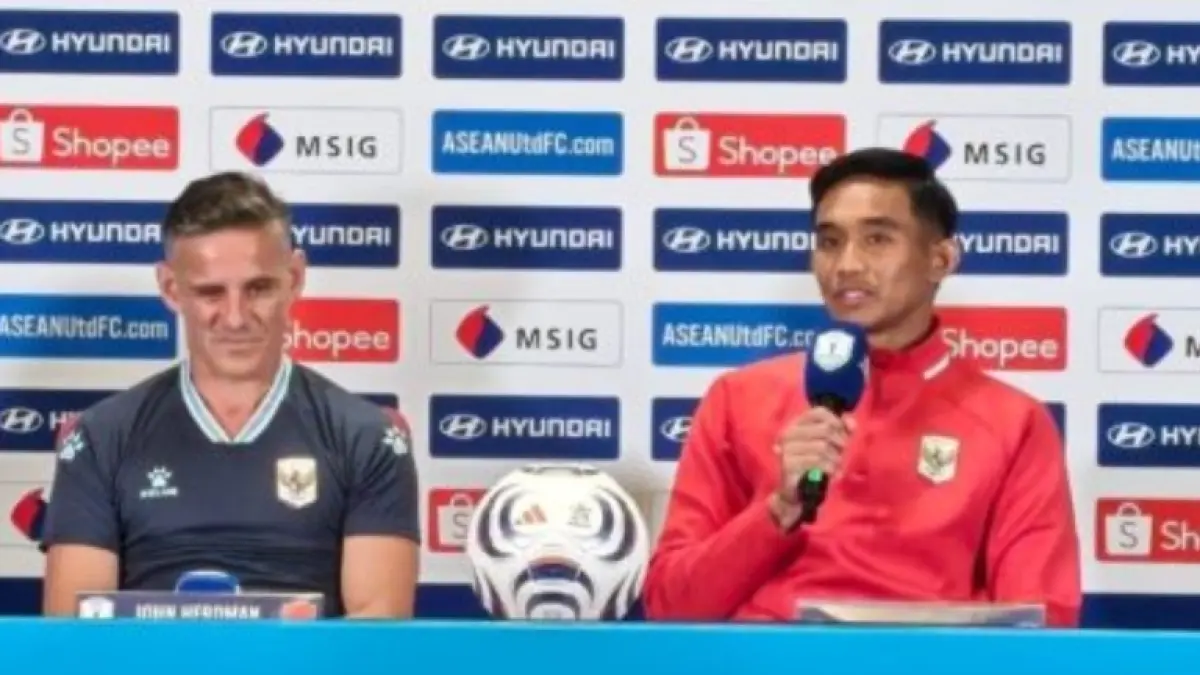 Kapten tim Rizky Ridho minta dukungan suporter saat kaga lawan Vietnam. (ANTARA/Aloysius Lewokeda) 