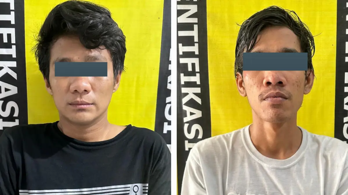 DITANGKAP: Dua tersangka residivis diringkus usai mencuri motor di Jalan Margorukun, Surabaya. (IST/RADAR SURABAYA)