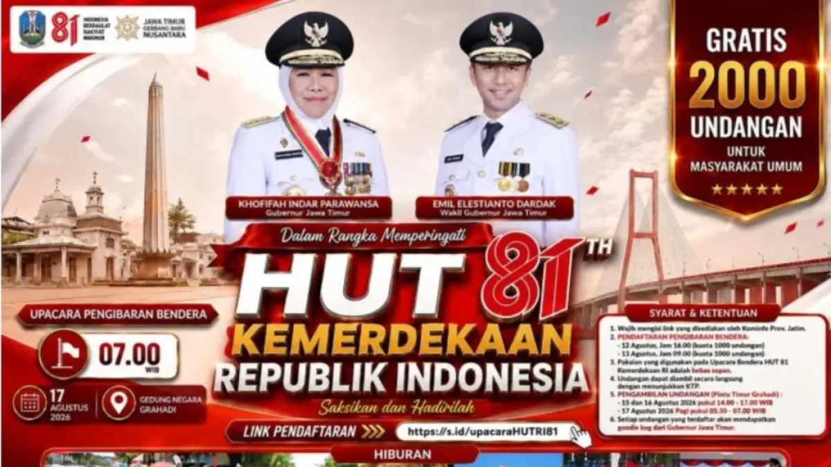 Ayo hadir di upacara HUT ke-81 Kemerdekaan Republik Indonesia. (Biro Adpim) 